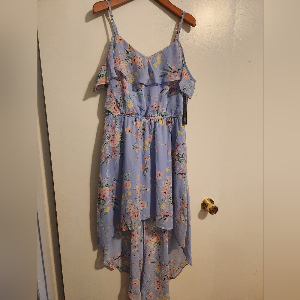 Sz L Floral High Low Dress